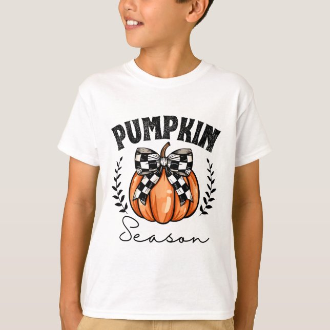 Camiseta Pumpkin Season Coquette Pumpkin Arco Halloween Spo (Frente)