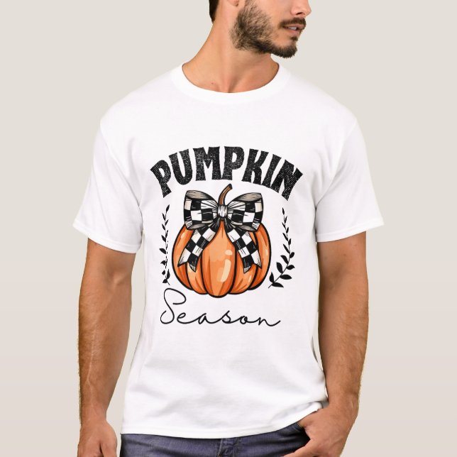 Camiseta Pumpkin Season Coquette Pumpkin Arco Halloween Spo (Frente)