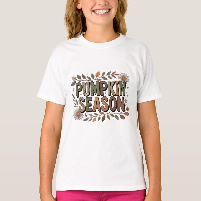 Camiseta Pumpkin Season – Earthy Leaves T-shirt  (Frente)