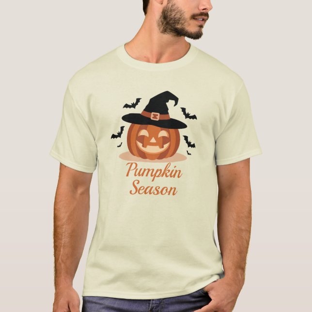 Camiseta Pumpkin Season Witch Hat (Frente)