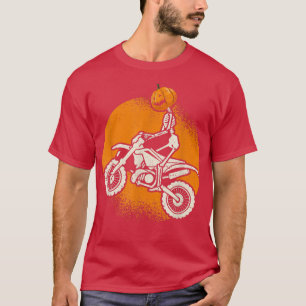 Camiseta Pumpkin Skeleton Dirt Bike Rider Halloween Motocro
