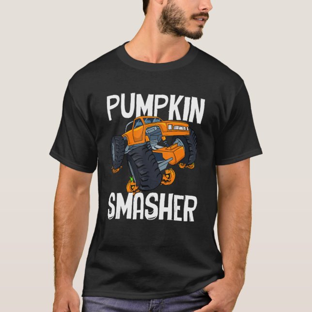 Camiseta Pumpkin Smasher Monster Truck Pumpkin Halloween Cl (Frente)