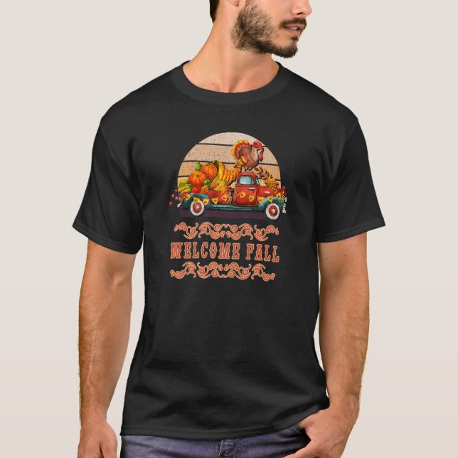 Camiseta Pumpkin Spice Autumn Queda Café Gnomo Pickup Truqu (Frente)
