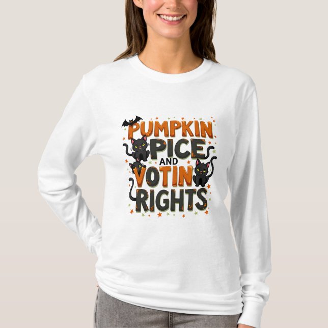Camiseta Pumpkin Spice e direitos de voto no Halloween (Frente)
