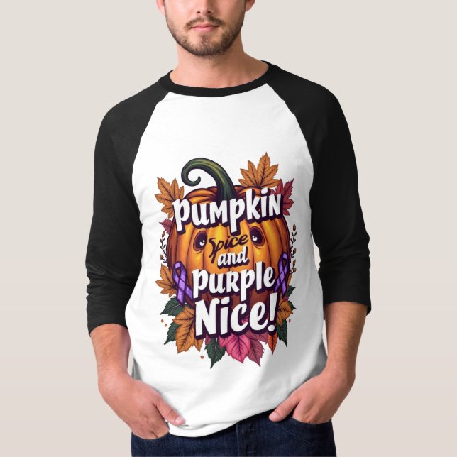 Camiseta Pumpkin Spice e Purple Nice: Engraçadas Queda (Frente)