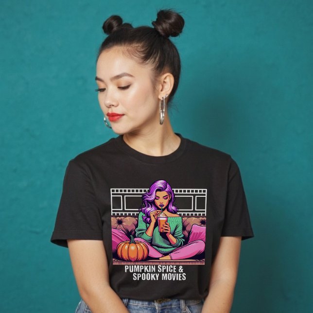 Camiseta Pumpkin Spice e Spooky Filmes Shirt para Queda (Pumpkin Spice and Spooky Movies Shirt for Fall)
