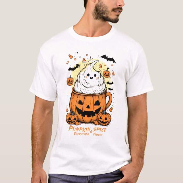 Camiseta Pumpkin Spice e Tudo Mal - Engraçado Spooky (Frente)