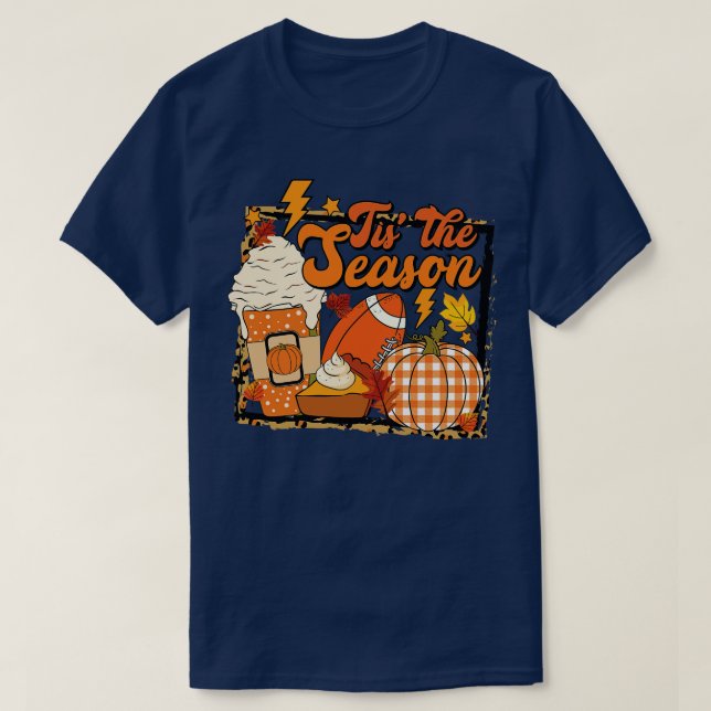Camiseta Pumpkin Spice Football Tis The Season Fall Thankg (Frente do Design)