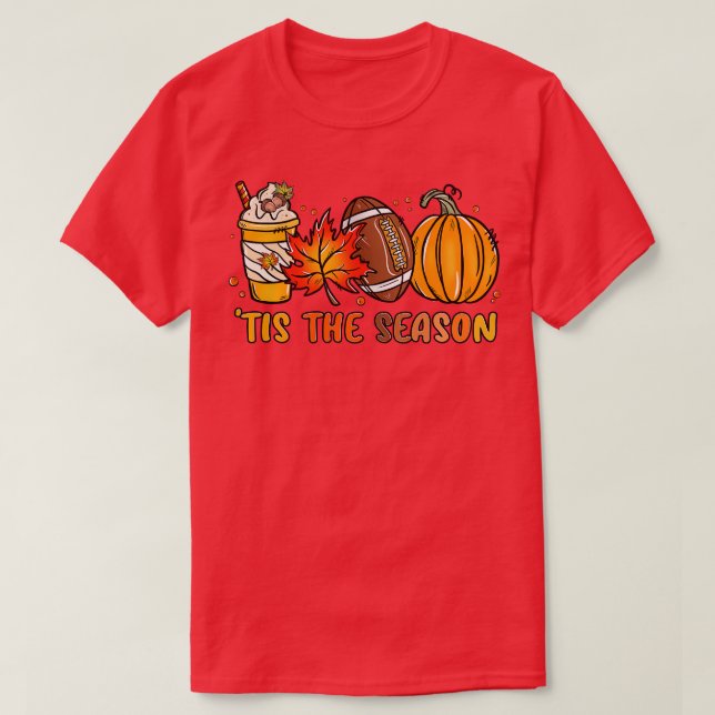 Camiseta Pumpkin Spice Football Tis The Season Fall Thankg (Frente do Design)