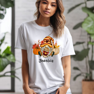 Camiseta Pumpkin Spice Gnomo Camisa-T da Mulher