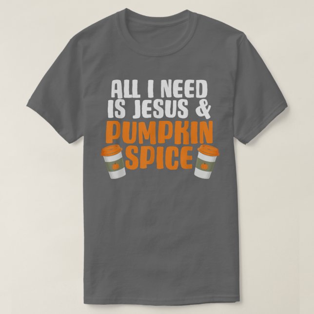 Camiseta Pumpkin Spice Jesus Cai na Estação do outono Relig (Frente do Design)