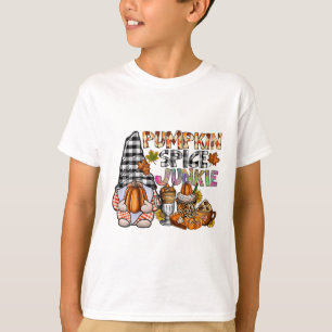 Camiseta Pumpkin Spice Junkie Gnomos Queda do outono Thanks