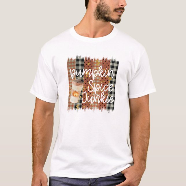 Camiseta Pumpkin Spice Junkie - outono russo (Frente)