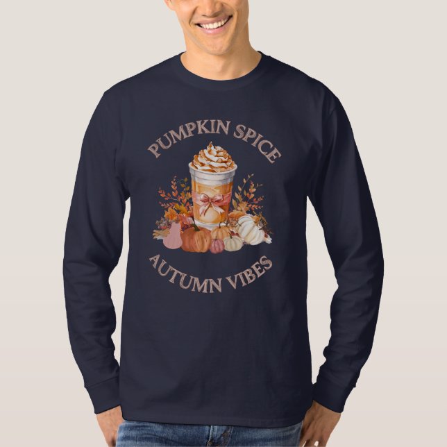 Camiseta Pumpkin Spice Latino Coluna outono Abóbora Seaso (Frente)