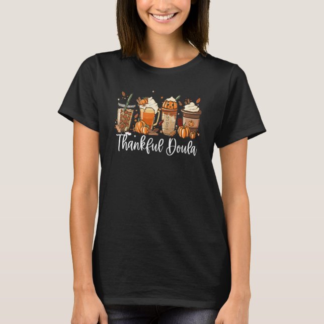 Camiseta Pumpkin Spice Latte Fall Coffee   One Thankful Dou (Frente)