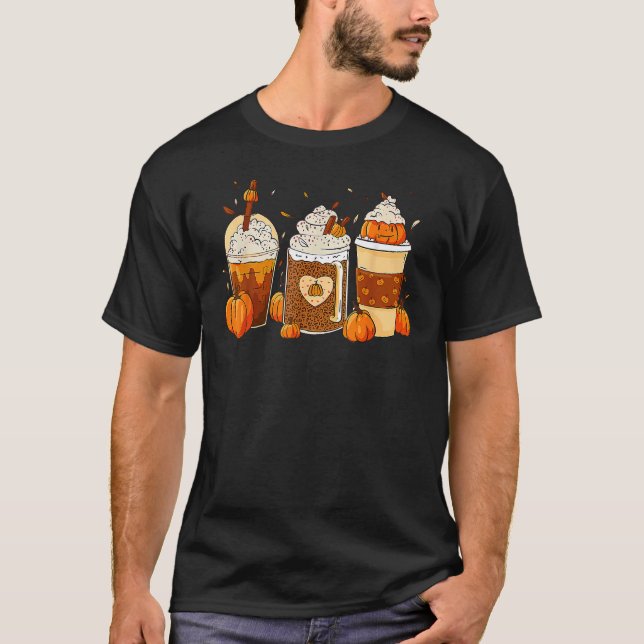 Camiseta Pumpkin Spice Latte Queda Café Ação de Graças para (Frente)