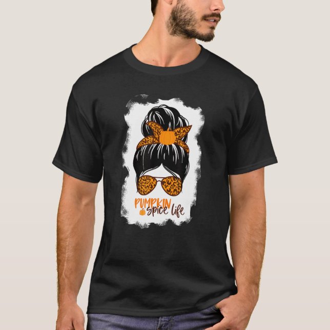 Camiseta Pumpkin Spice Life Fall Xadrez Pumpkin Graças A Mu (Frente)