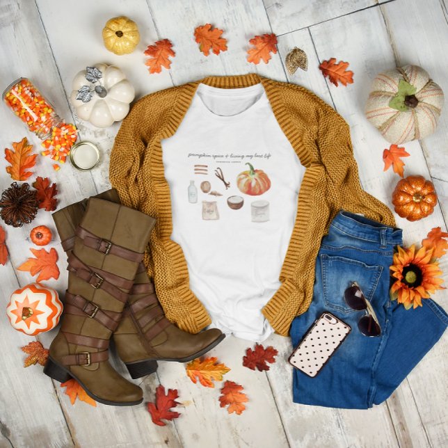 Camiseta Pumpkin Spice Lover | Monograma de outono (Criador carregado)