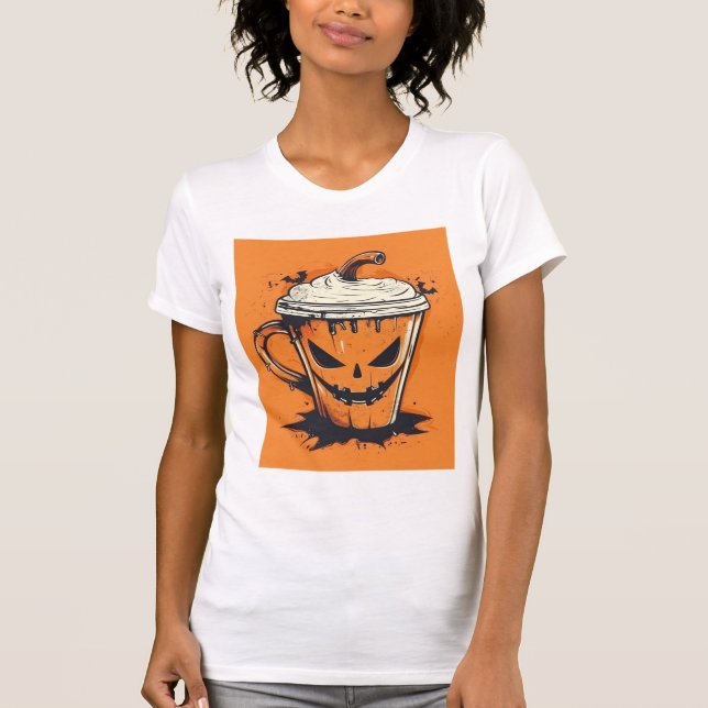Camiseta Pumpkin Spice Season – Cute Jack-O-Lantern Coffee  (Frente)