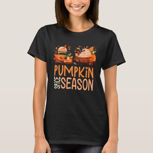 Camiseta Pumpkin Spice Season Fall Autumn Cute Latte Hallow (Frente)