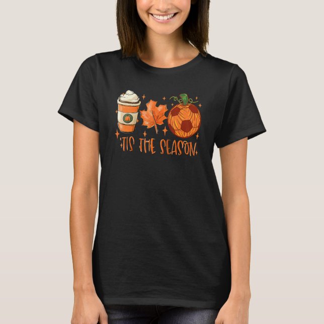 Camiseta Pumpkin Spice Soccer Ball Tis The Season Fall Thal (Frente)