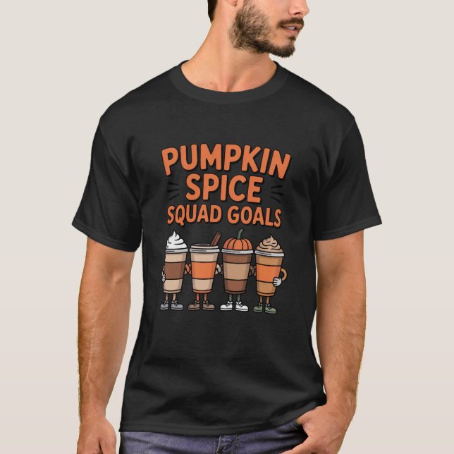 Camiseta Pumpkin Spice Squad Goals Group Friends Autumn Mat (Frente)