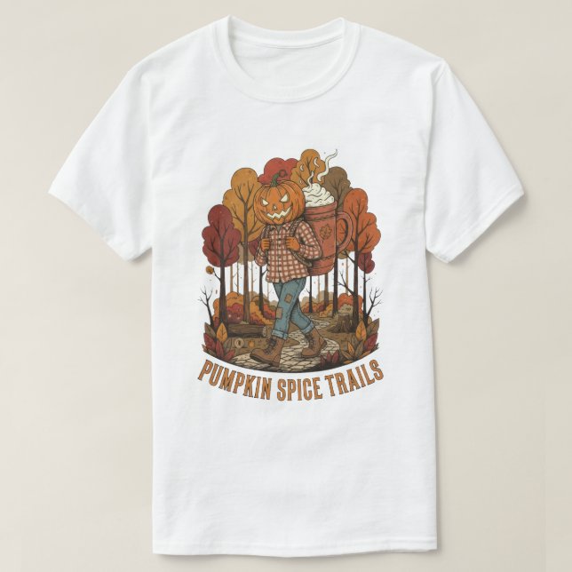 Camiseta Pumpkin Spice Trails Autumn Hipercaling Design (Frente do Design)