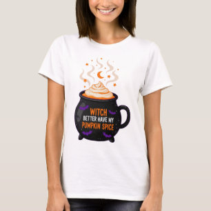 Camiseta Pumpkin Spice Witold Cartoon para o outono