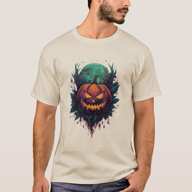Camiseta Pumpkin Spooky Sob Lua Cheia (Frente)