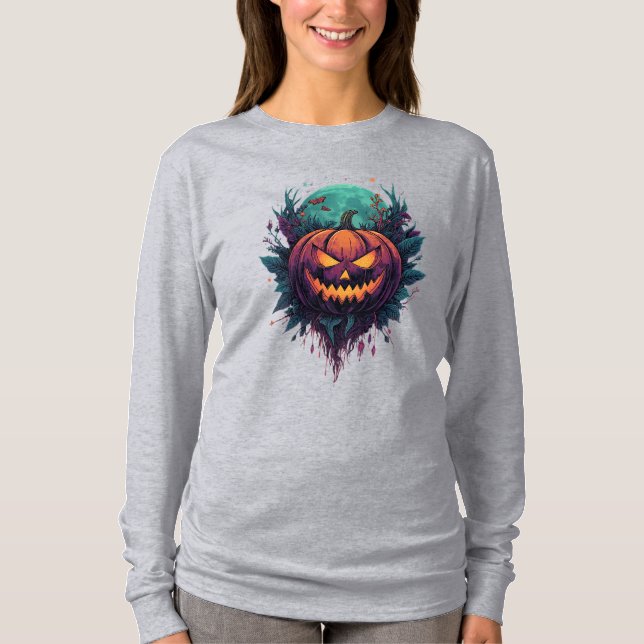 Camiseta Pumpkin Spooky Sob Lua Cheia (Frente)