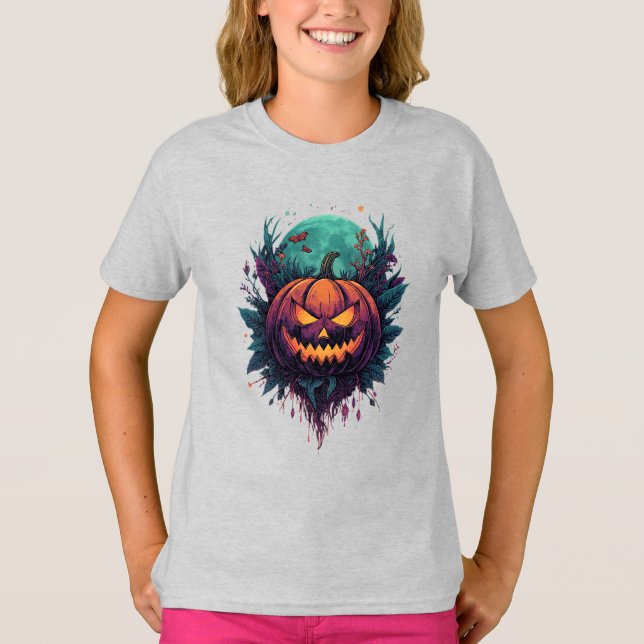 Camiseta Pumpkin Spooky Sob Lua Cheia (Frente)