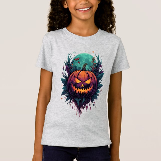 Camiseta Pumpkin Spooky Sob Lua Cheia (Frente)
