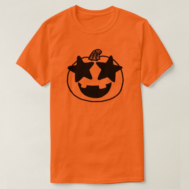 Camiseta Pumpkin Star Eyes Emoji ideia fofa do halloween gr (Frente do Design)