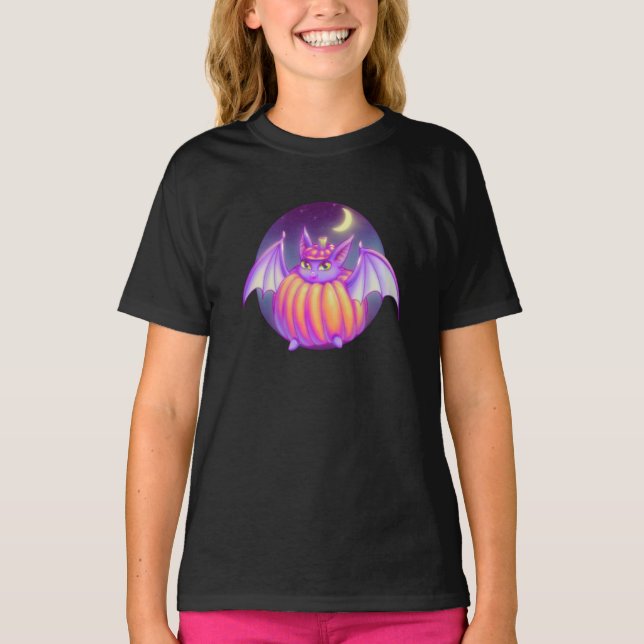 Camiseta Pumpkin Suit Roxo Bat Noite Fog Arte (Frente)
