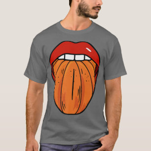 Camiseta Pumpkin Tongue preguiçoso Halloween Obrigados engr