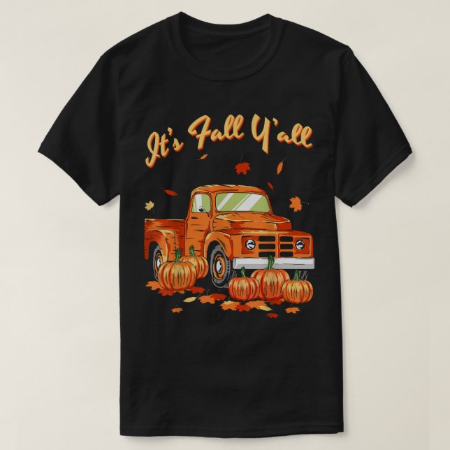 Camiseta Pumpkin Truck Autumn Leaves Fall Season Squash Dri (Frente do Design)