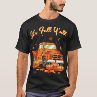 Camiseta Pumpkin Truck Autumn Leaves Fall Season Squash Dri