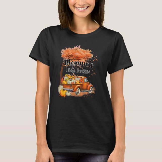 Camiseta Pumpkin Truck Memaw's Little Pumpkins Fall Thanksg (Frente)