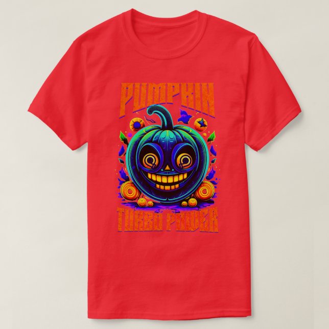 Camiseta Pumpkin Turbo Power Twin Turbo Halloween Spooky R (Frente do Design)