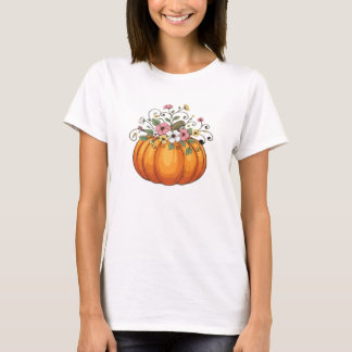 Camiseta Pumpkin Wildflowers Fall Autumn Classic T-Shirt.pn
