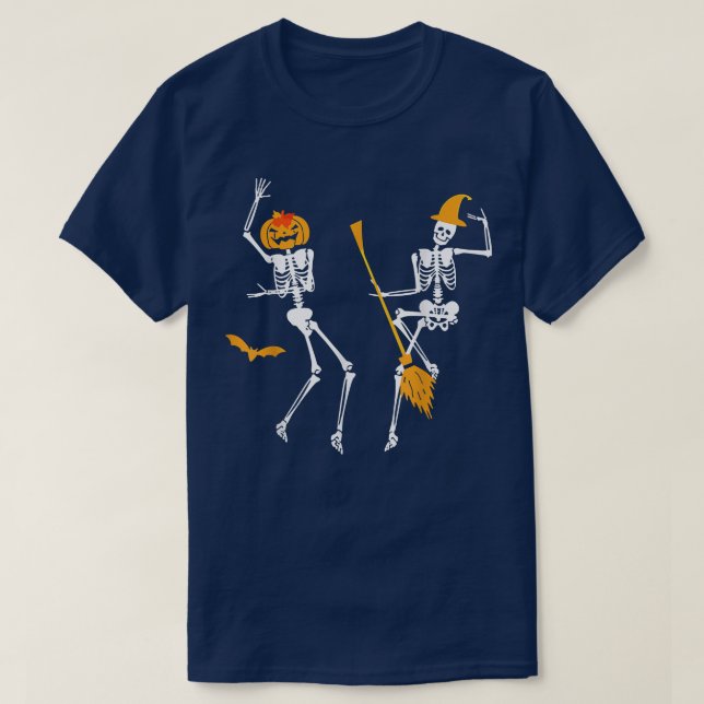 Camiseta Pumpkin Witold Dance of Death Macabre Skeleton (Frente do Design)