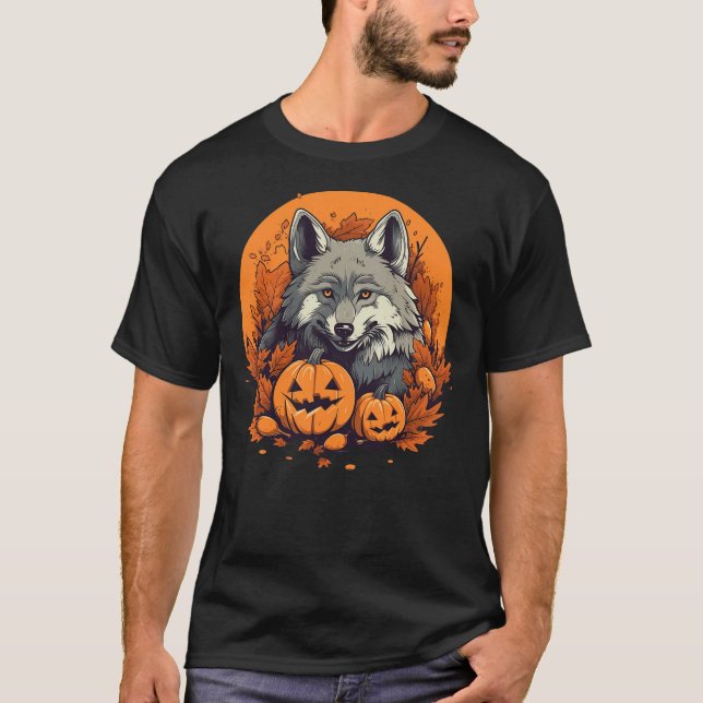 Camiseta Pumpkin Wolf costume on Wolf Halloween (Frente)