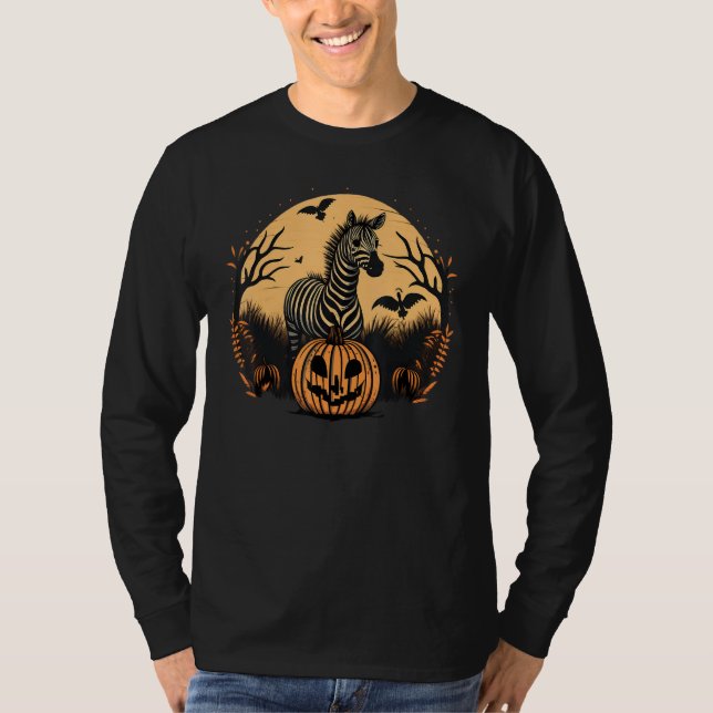Camiseta Pumpkin Zebra costume on Zebra Halloween 1 (Frente)