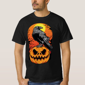 Camiseta Pumpkins com Crow para o Dia das Bruxas
