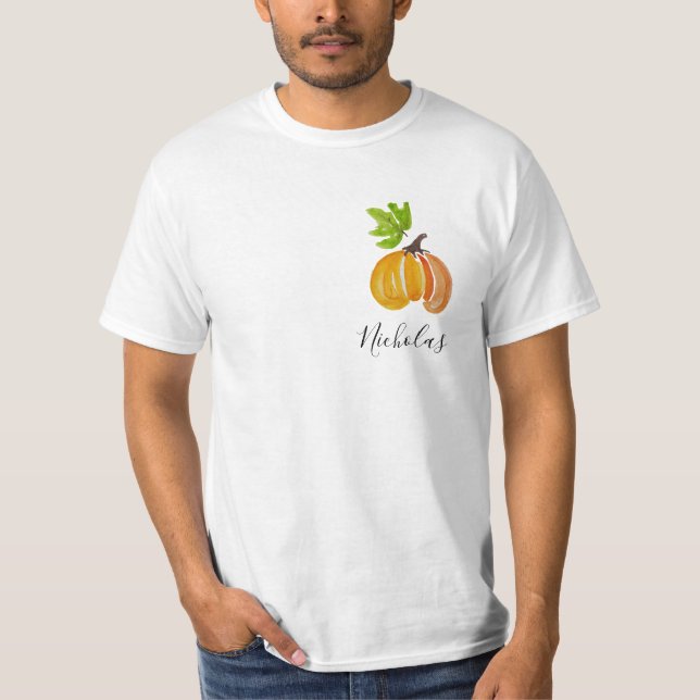 Camiseta Pumpkins de Aquarela de Ação de Graças Personaliza (Frente)