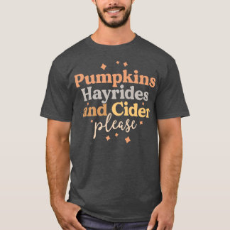 Camiseta Pumpkins Hayrides e Cider Por favor, Fazenda Boho 
