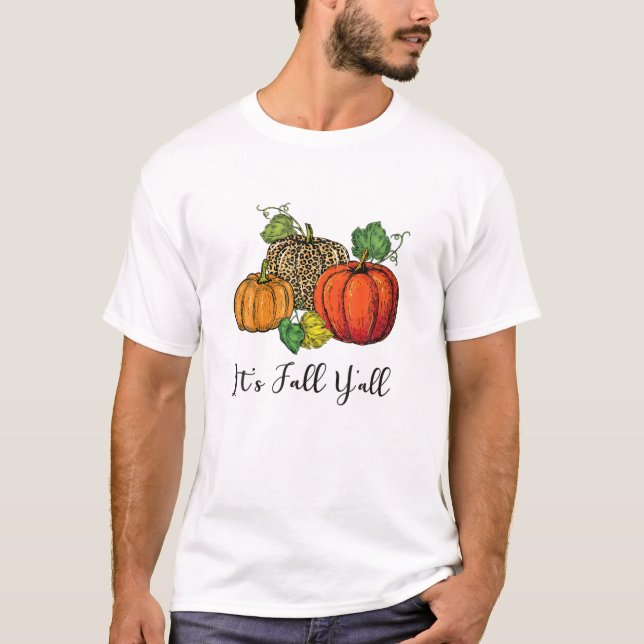 Camiseta Pumpkins Leopard Fall Halloween É outono (Frente)