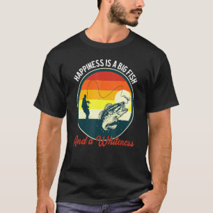 Camiseta Pun De Pesca Uma Felicidade É Um Peixe Grande E Um
