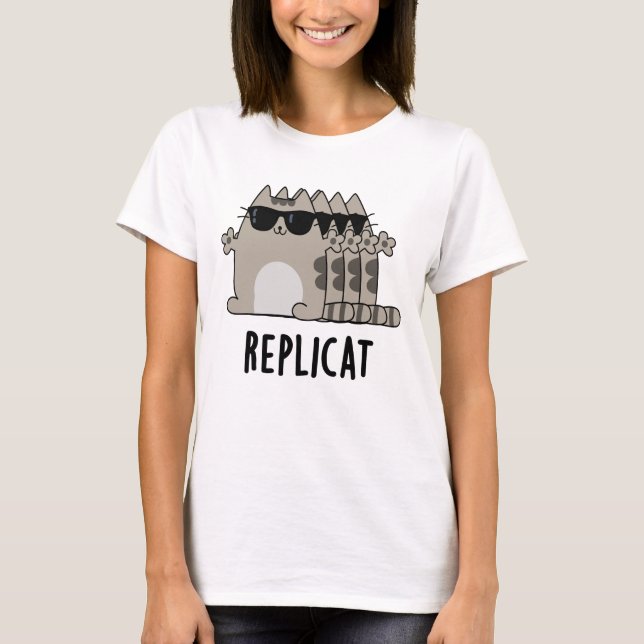 Camiseta Pun Gato Replicado Funny Replicado Replicado Repli (Frente)