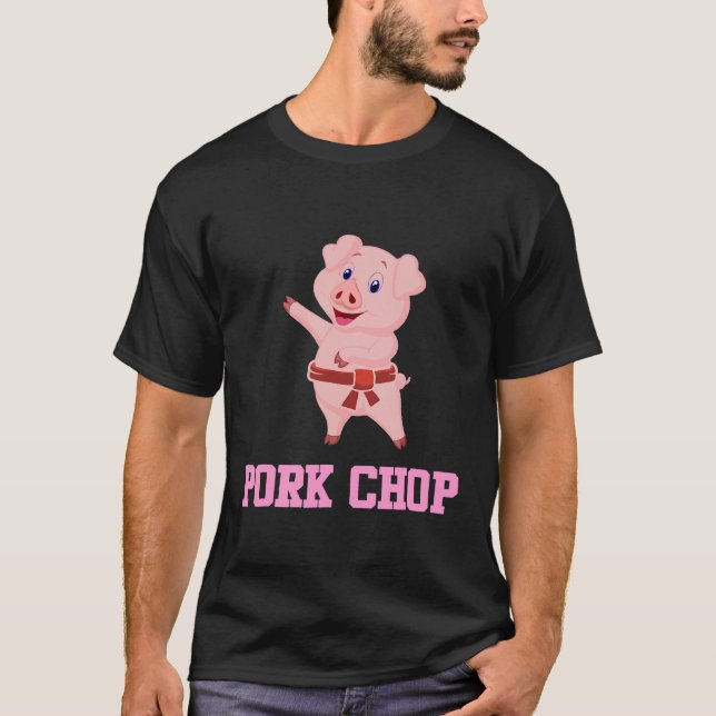 Camiseta Pun Pig Pork Chop Karate Piggy Piglet (Frente)